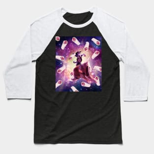 Cowboy Space Cat On Elephant Unicorn - Burrito Baseball T-Shirt